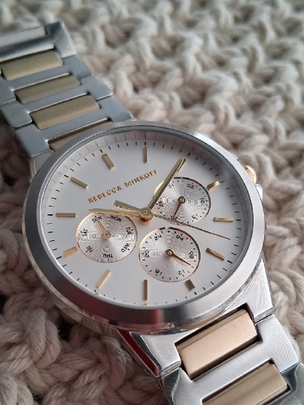 Rebecca Minkoff Two-Tone Silver and Gold Bracelet Watch 36mm